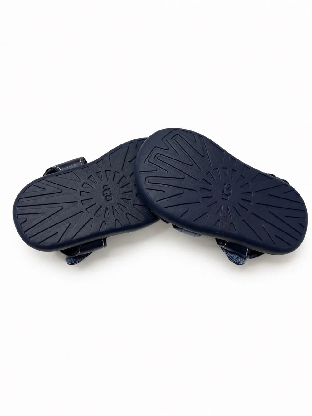 UGG Kids Navy and Light Blue Leather Strapped Sandals